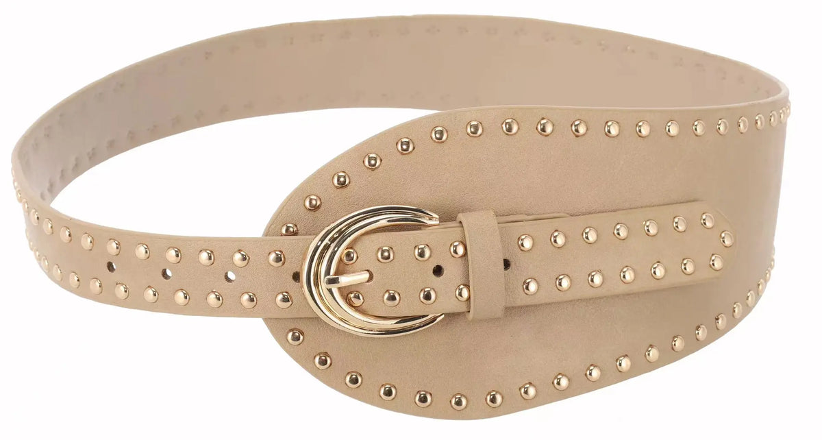 Cinturón boho con tachas y hebilla ovalada