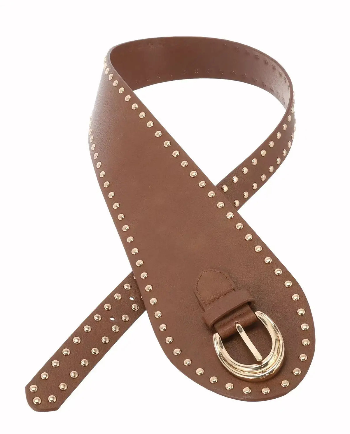Cinturón boho con tachas y hebilla ovalada